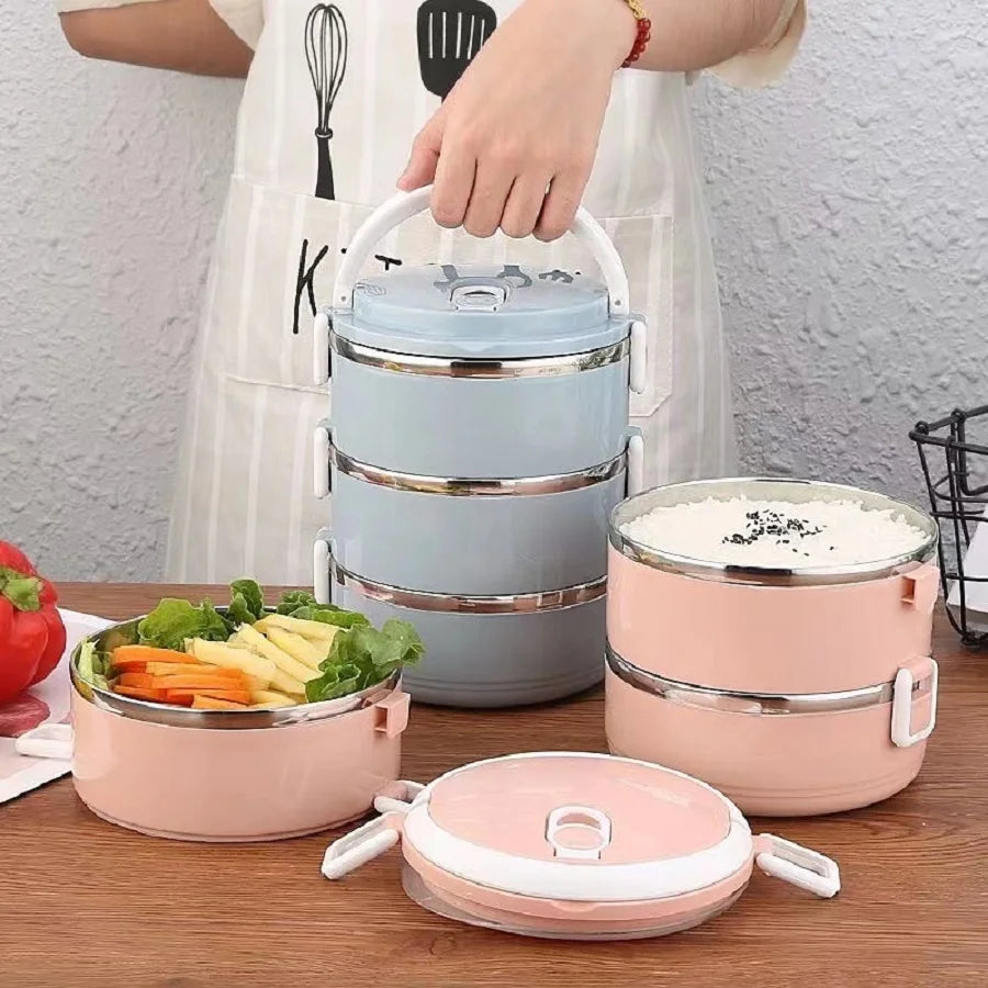 Portable Lunch Box Set Storage Warmer Lunch Container With Handle Stainless Steel Thermal Microwave Safe Salad Food Container
