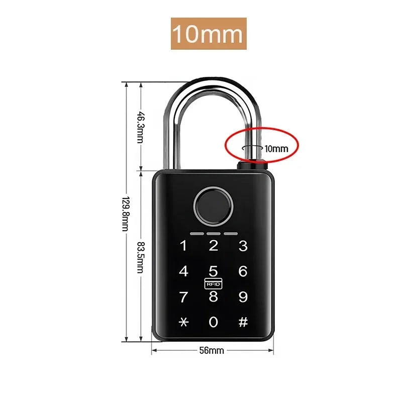 Tuya Smart Door Lock Fingerprint Padlock Password APP Card Key Unlock 7mm 10mm Smart Padlock Waterproof Electronic Lock
