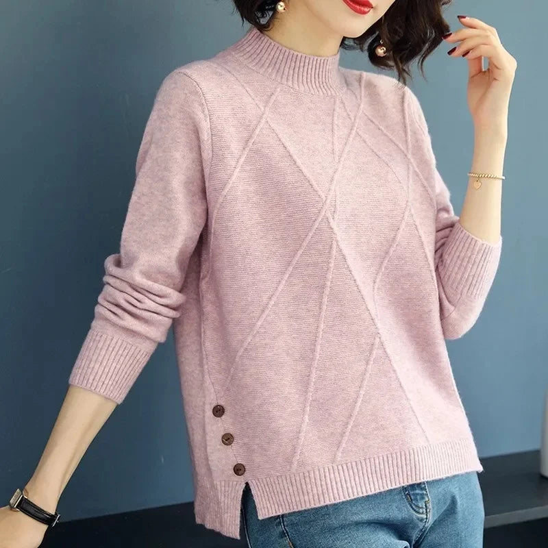 Spring Autumn Winter 2025 New Pullover Sweater Women's Loose Coat Thickened Mother Knitted Bottoming Shirt Female Fashion Tops