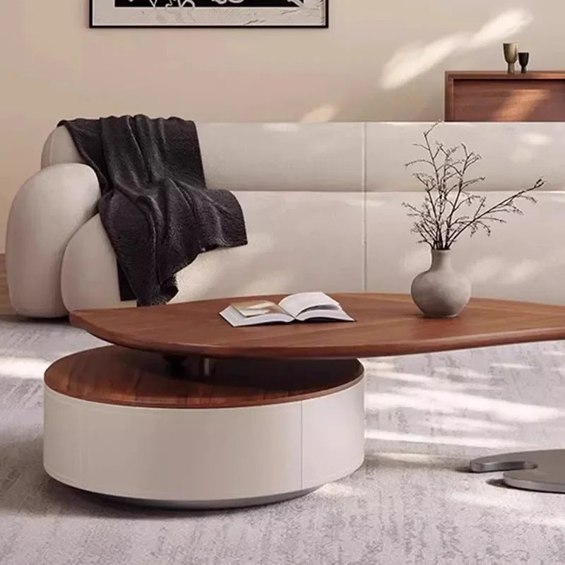 Designer Style Antique Solid Wood Walnut Floor Cabinet for Living Room Furniture Locker Special Shaped Right Leaf Coffee