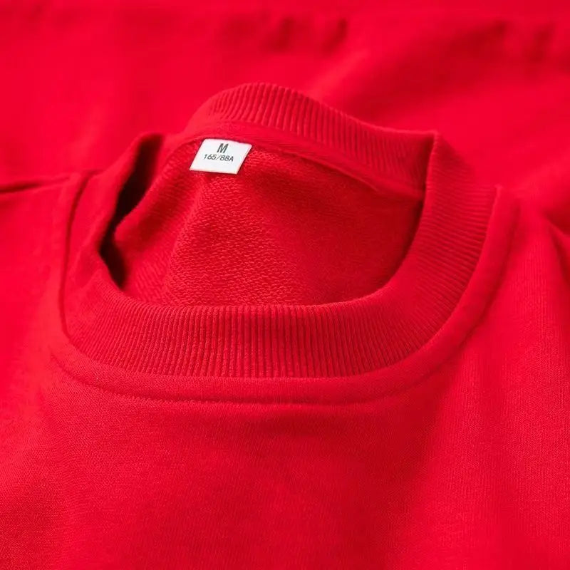 Winter 380g Thicken Warm Undershirt Casual Unisex 100%Cotton T-Shirt Loose Fit and Casual Brushed Fleece Pure Color Sweatshirt