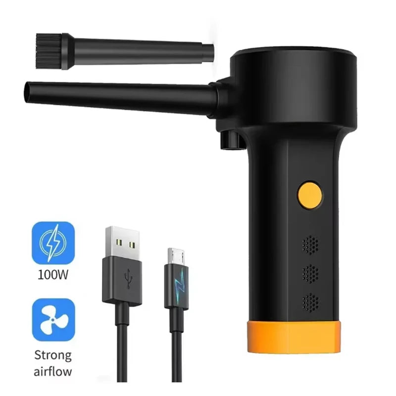 Electric Compressed Air Duster 2 in 1 Cordless Car Vacuum Cleaner Powerful Handheld Dust Air Blower for Pet Hair Office Keyboard