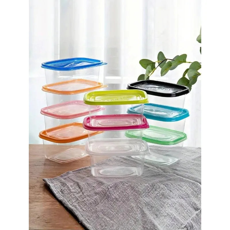 10pcs Stackable & Reusable Transparent Rectangular Food Storage Containers with Lids - Microwave, Refrigerator, and Freezer Safe