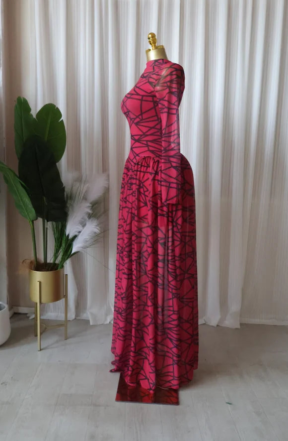 CM.YAYA Women Full Sleeve Printed O-neck Maxi Long Dress 2026 Evening Birthday Vacation Sexy Party Club Vestidos Dresses
