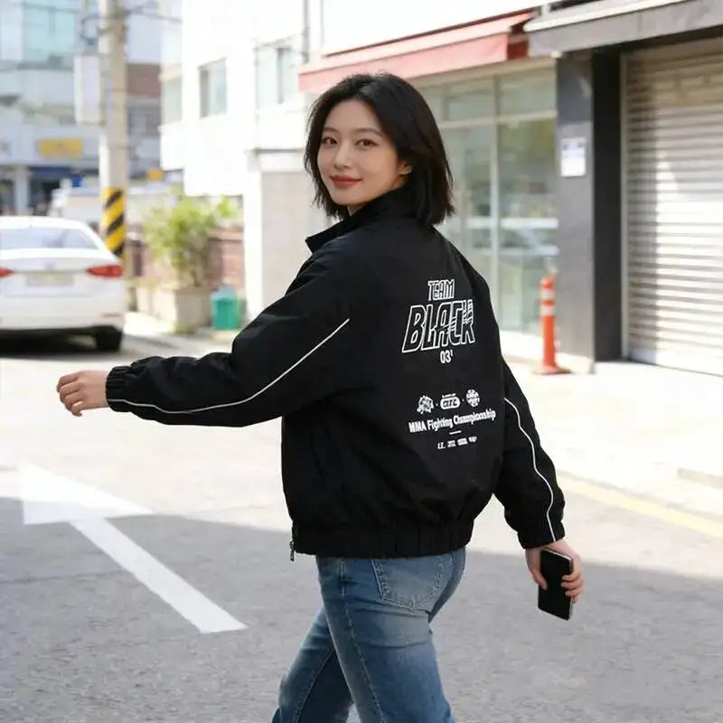Korean Manhwa Jinx Team Black Windbreaker Jacket Men Women Sports Coat Loose Track Activewear Joo Jaekyung Cosplay Y2K Clothes