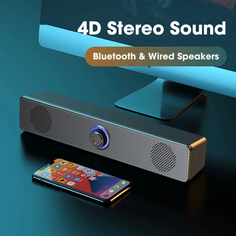 Soundbar Computer PC TV Laptop Desktop Wired Wireless Bluetooth Speaker Sound Box Bar Music Portable Caixa De Som Audio System