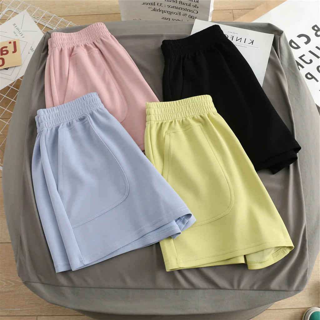 Women Summer 2026 Loose Slim Drawstring Hot Pants Korean High Waisted Wide Leg Casual Versatile Sports Shorts for Outdoor Wear