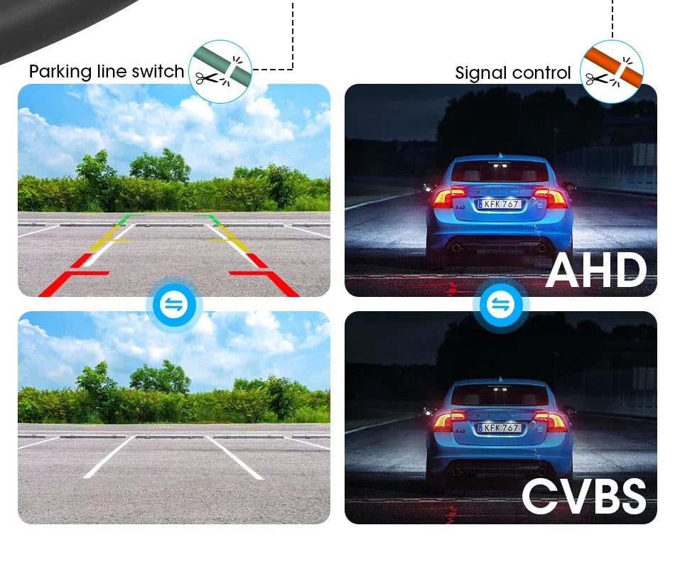 1080P AHD Rear Camera for Vehicle with CVBS Night Vision 12V IP68 Waterproof 170 Degree Fish-eye Lens HD Resistant