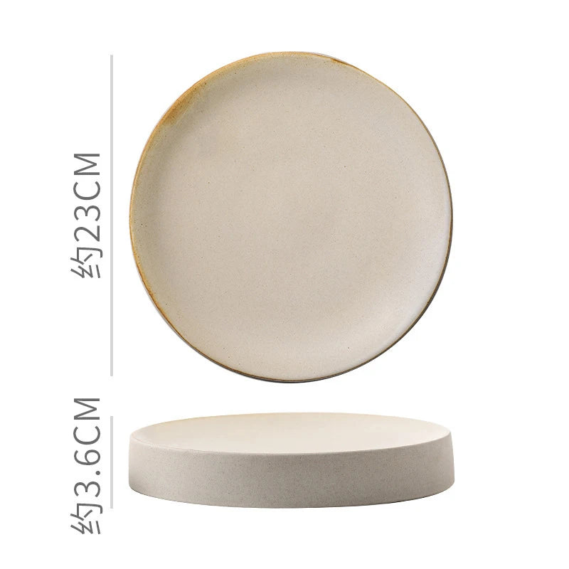 Vintage Round Ceramic Plate Creative Dessert Dim Sum Plate Pastry Plate Steak Plates Sushi Plates Molecular Cuisine Tableware