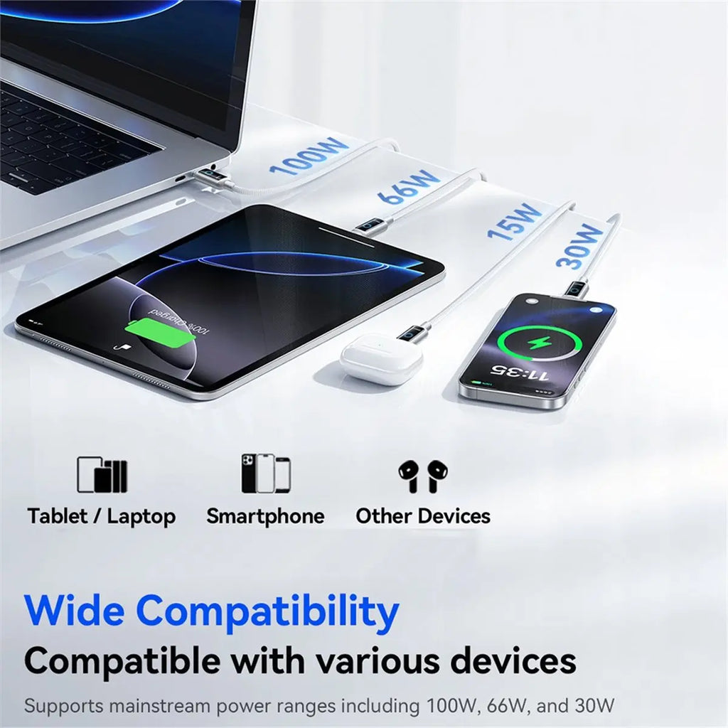 -[T637C Digital] 100W Fast Charging Cable USB Type-C to Type-C Cable with Automatic Power Off for /// A