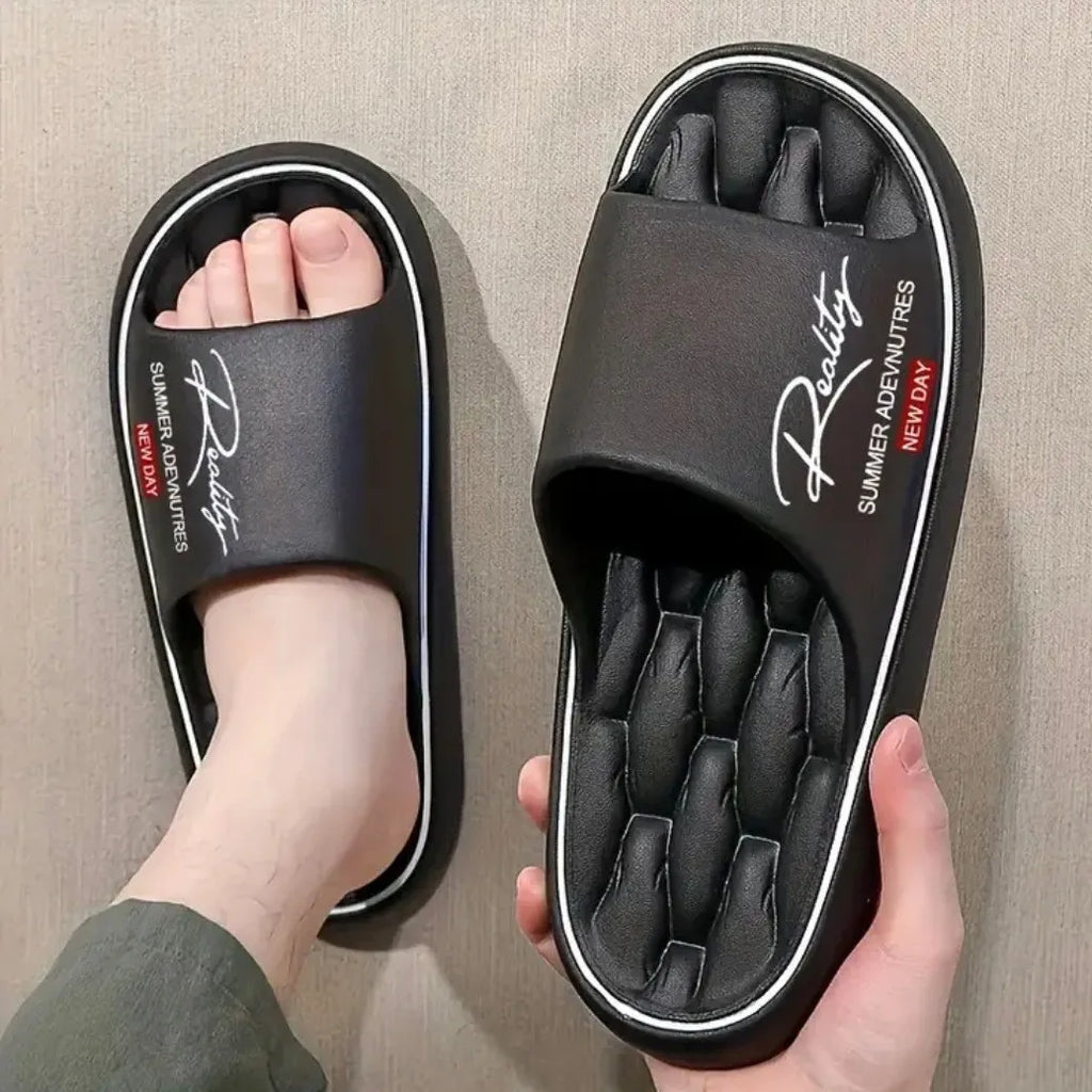 Summer New EVA Anti-Slip Bath Slippers Women Indoor Home Shoes Couple Massage Waterproof Odor-Resistant Thick Bottom Slippers