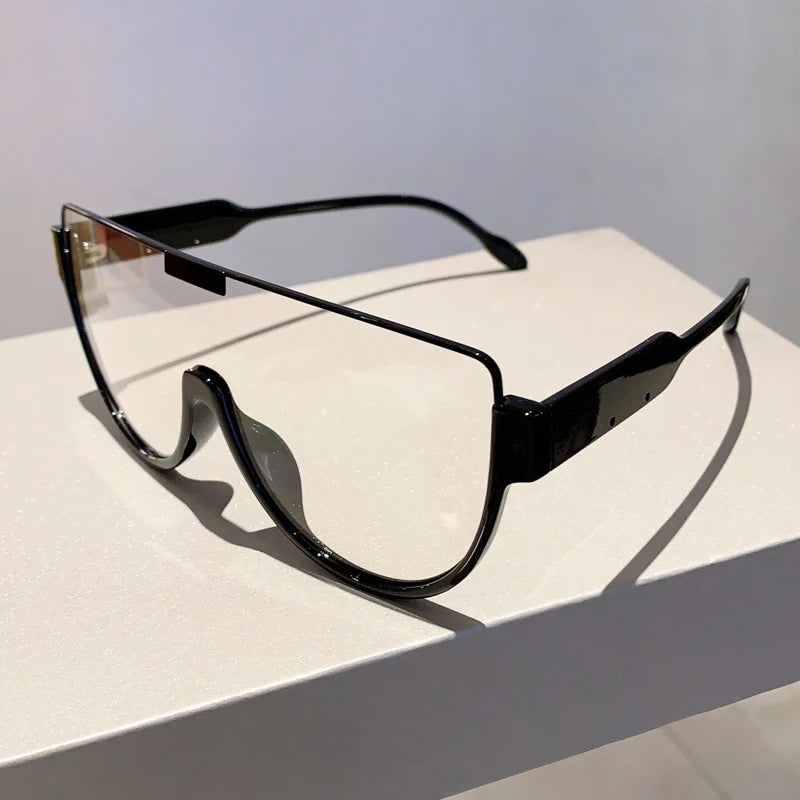 KAMMPT Vintage Semi-round Sun Glasses Women Fashion Monoblock Outdoor Goggle Shades Ins Trending 2024 New Design Sunglasses