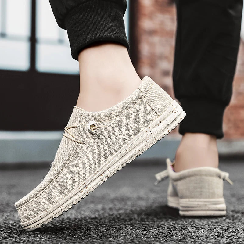 Men Shoes Casual Canvas Loafers Shoes Light Breathable Flats Leisure Male Vulcanized Shoes Walking Sneakers Plus Size 39-46