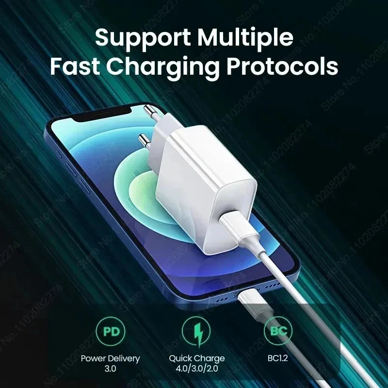 30W Charger USB Type C Fast Charger For iPhone 13 15 17 14 12 11 16 Pro Max Plus PD Charger Charging Cable Accessories