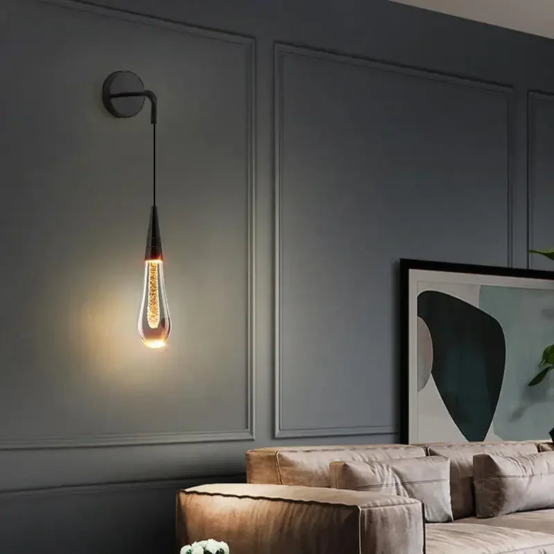 Modern Home Decoration Small Wall Light Nordic Luxury Crystal Creative Living Room Wall Decoration Water Droplet Wall Lamps