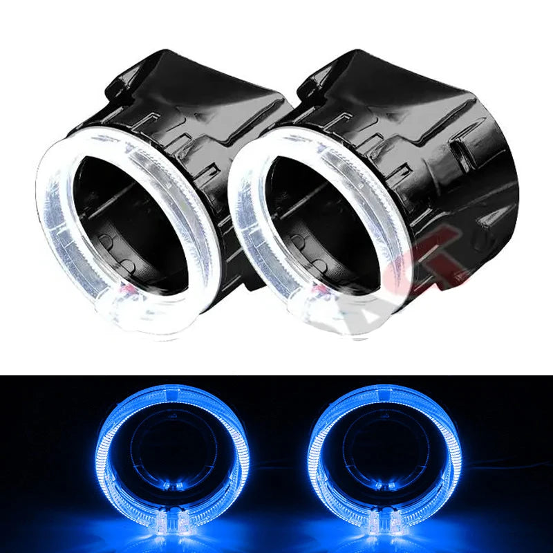 2.5 inch 80mm LED Angel Eyes Projector Shrouds WST Bi-xenon Bi-led Headlight Lenses Cover Mask Car Light Retrofit Accessories