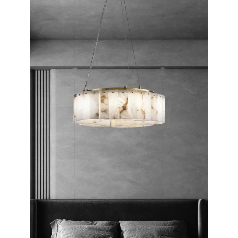 Modern Light Luxury Natural Marble Ceiling Pendant Lamps Home Decor Appliance Hanging Lamps Brushed Matte Gold Lighting