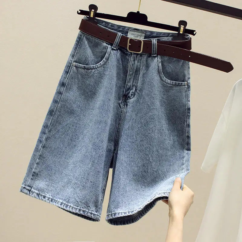 High Waist Denim Shorts Women's Loose Wide Leg Pants Five Parts Summer New Style Casual Comfortable Blue Jeans High Waist Shorts