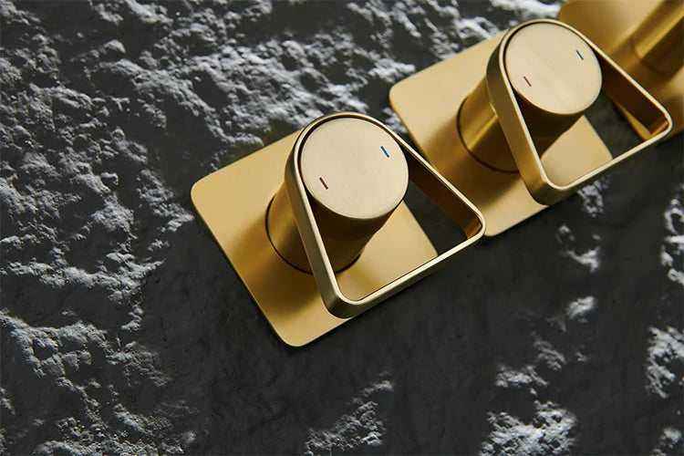 Brushed Gold Bathroom Shower Faucet Set 2 Way Rainfall Bathtub Mixer Hot Cold Water Mixed Tap ceiling arm Embedded Box