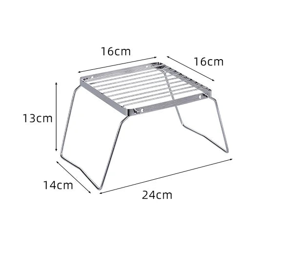Outdoor Stainless Steel Stove Holder Camping Portable Folding Mini Barbecue Rack Set Pot Holder Baking Tray Holder
