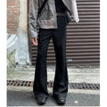Mauroicardi Spring Autumn Long Black Soft Flare Pants for Mens with High Waist Korean Fashion Smart Casual Chic Trousers 2024