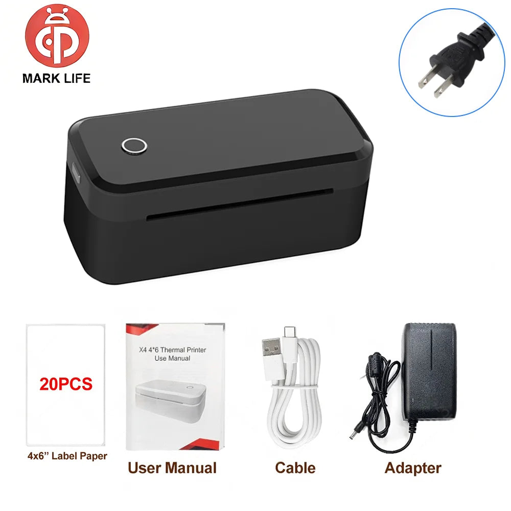 Marklife Thermal Label Printer X4 Small Shipping Label Printer For 4x6 Packages Printing Bluetooth & Automatic Label Recognition