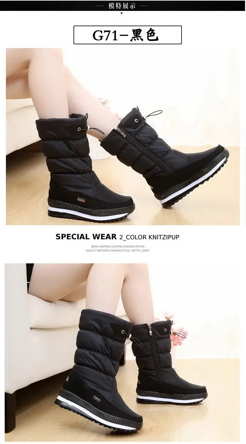 Winter Boots Thick Plush Waterproof Non-slip Boots Fashion Women Winter Shoes Warm Fur Botas Mujer Women Snow Boots Platform