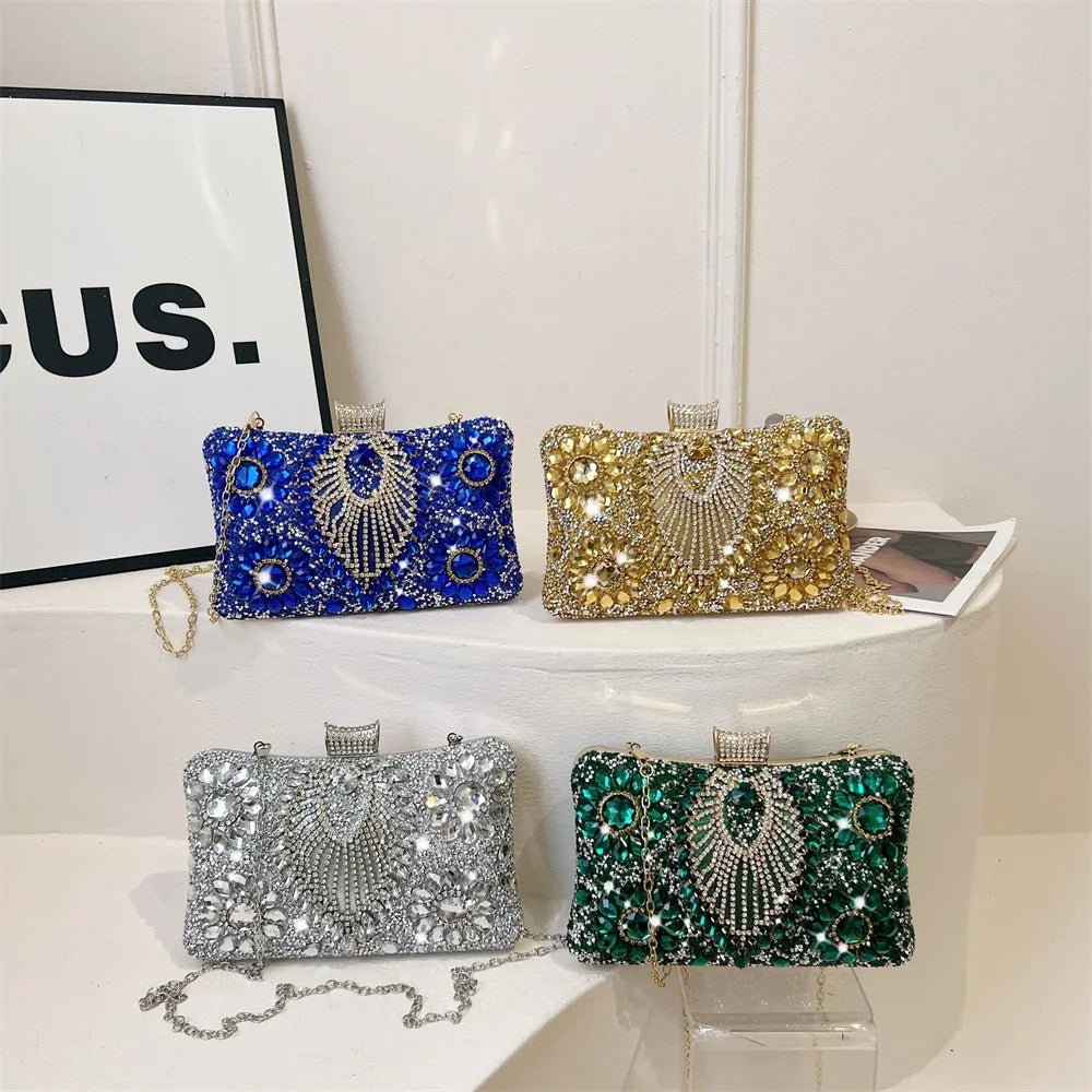Luxury Sparking Rhinestone Evening Clutch Bags For Women Wedding Prom Dinner Party Gemstone Crossbody Bag 2024 Designer Handbags