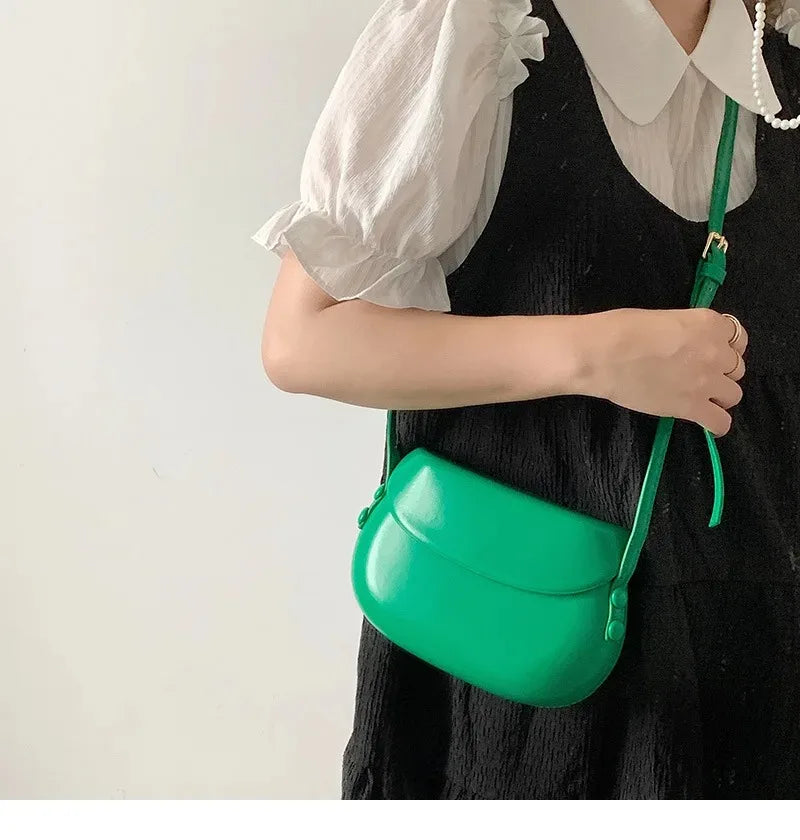 Candy Color Women's Saddle Shoulder Bag Casual Portable Female Small Clutch Handbags Sweet Fashion Ladies Purse Crossbody Bags