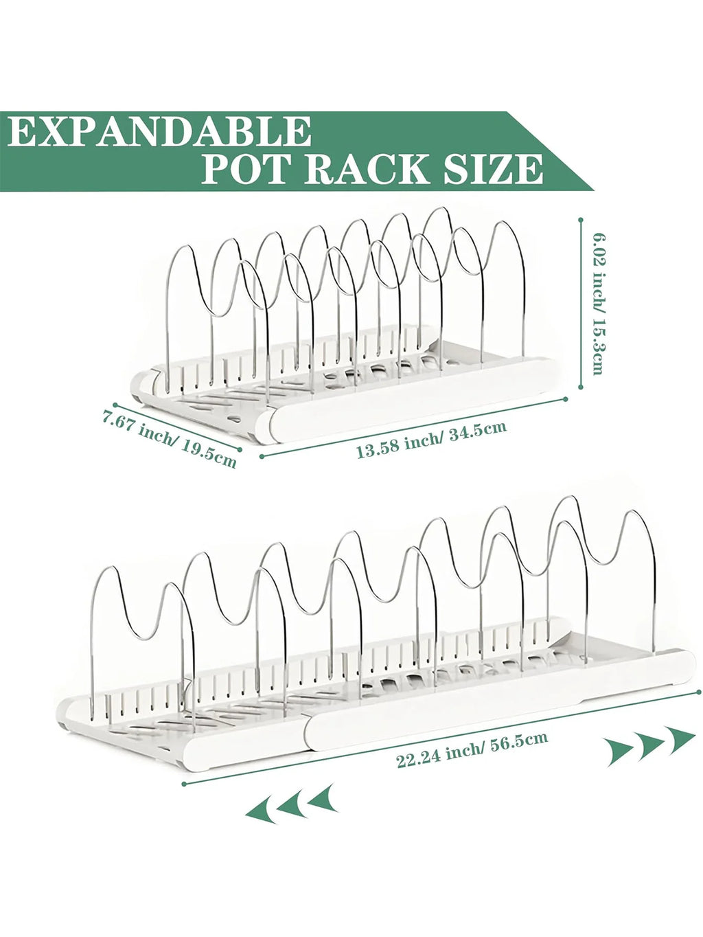 Expandable Pans Organizer Rack Kitchen Cabinet Pan Rack Utensil Rack, Dish Drainer Space-Saving Cabinet Storage Rack Christmas