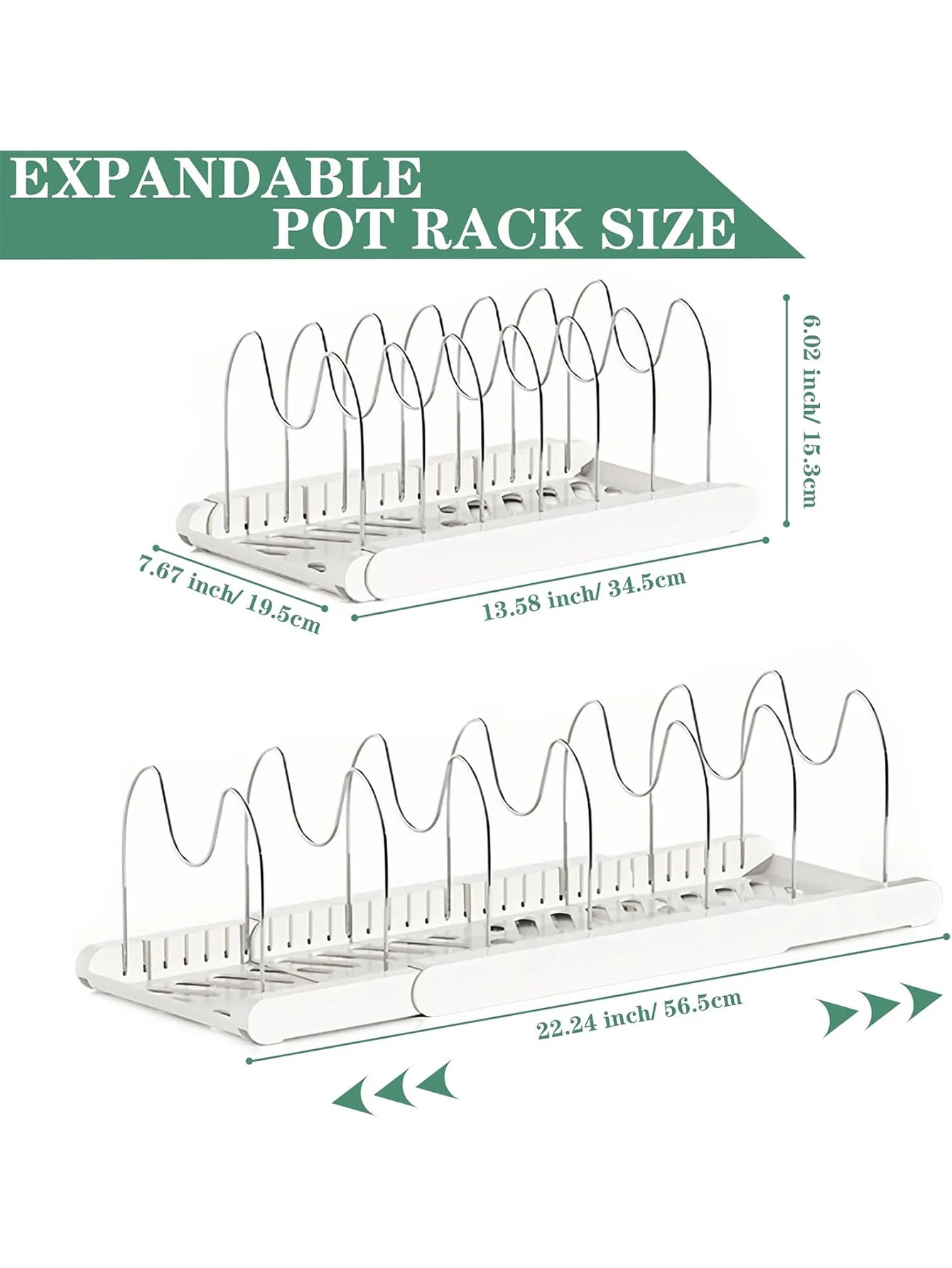 Expandable Pans Organizer Rack Kitchen Cabinet Pan Rack Utensil Rack, Dish Drainer Space-Saving Cabinet Storage Rack Christmas