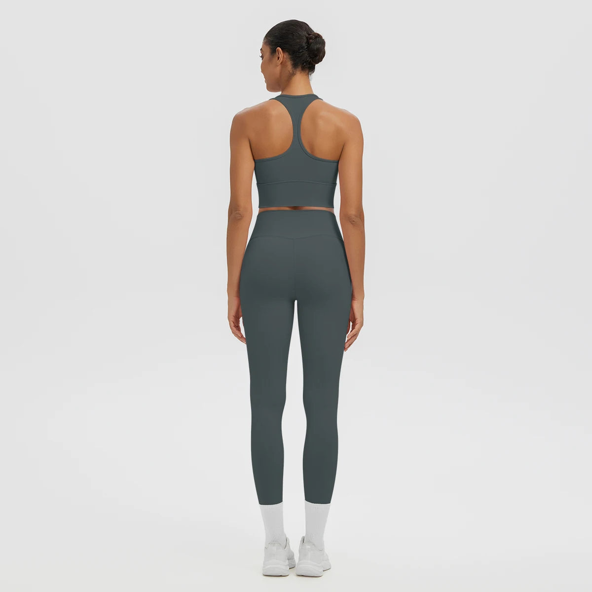 2PCS Women's Sports Pants Yoga Set Sexy Backless I-shaped Vest with Chest Pad Shock-absorbing Running Yoga Tank Top Yoga Pants