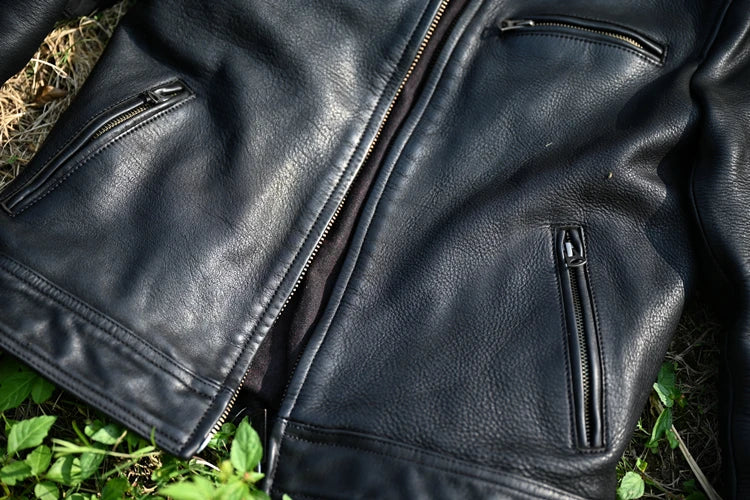 2023 New Genuine Leather Jacket Men 1.6 Thick Full-grain Top Layer Cowhide Natural Leather Clothes Men's Leather Jacket Chaqueta