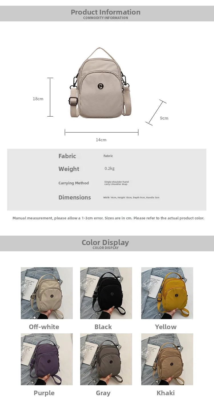 Casual Oxford Fabric Mobile Phone Bag Women's Crossbody Bag Lightweight Trendy Single Shoulder Canvas Bag for Walking