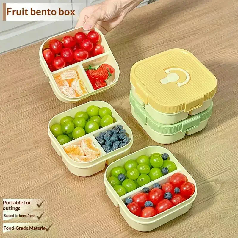 Portable Plastic Lunch Box With Compartment Microwave Safe Fruit Salad Lunch Container Kid Student Leak-proof Bento Box