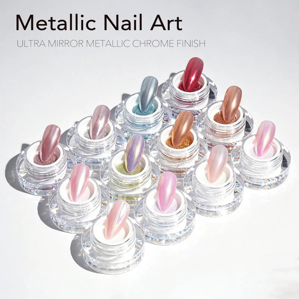 CANNI Top Coat for Chrome Powder 9ml Easy Apply with Stronger Mirror Effect Mirror Metallic Pigment for Gel Nail Art Salon