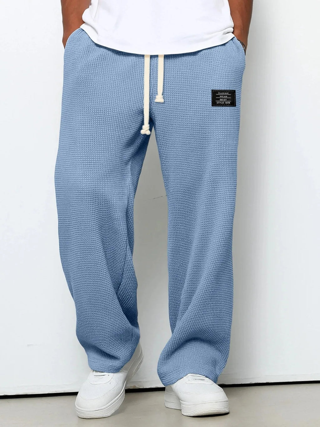 Men's Stretch Straight-Leg Sweatpants Spring-Autumn Fashion Loose-Fitting Wide-Leg Casual Pants for Sports and Leisure