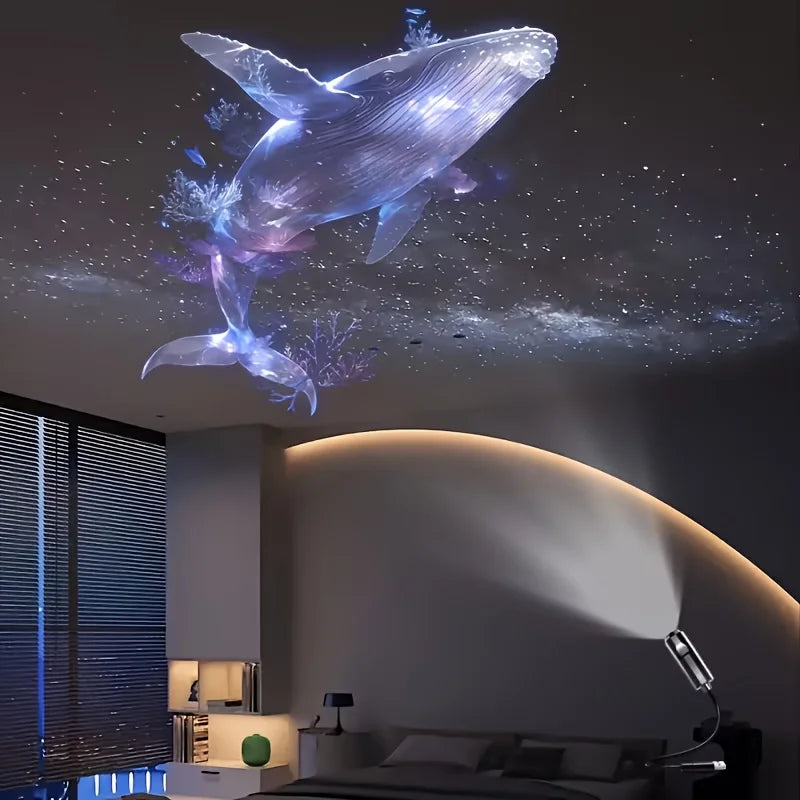 LED USB Projector Light 3/6pcs Projection Patterns- Adjustable Whale Butterfly Jellyfish Starfish Night Light Festival Gift