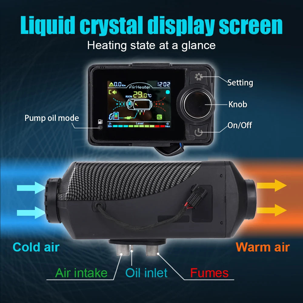 12V24V Diesel Air Heater 2/5/8KW All in One Car Heater with Remote Control for Truck Boat RV Parking Diesel Heater Accessory