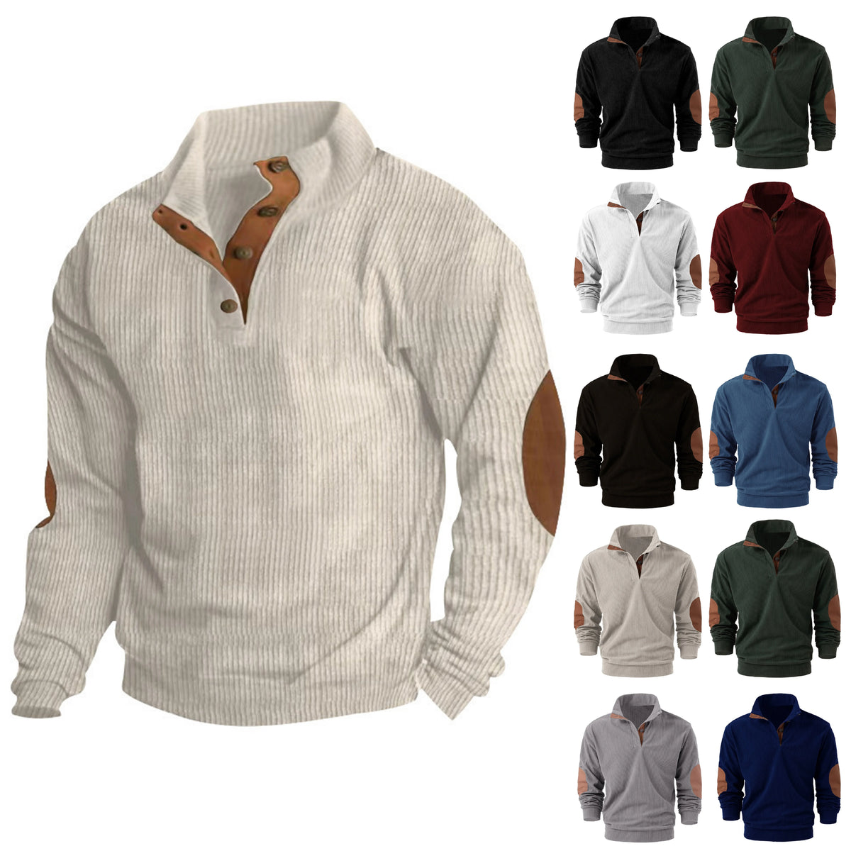 Spring and autumn solid color sports long-sleeved tops for men, fashionable and casual stand-up collar outdoor men's pullover
