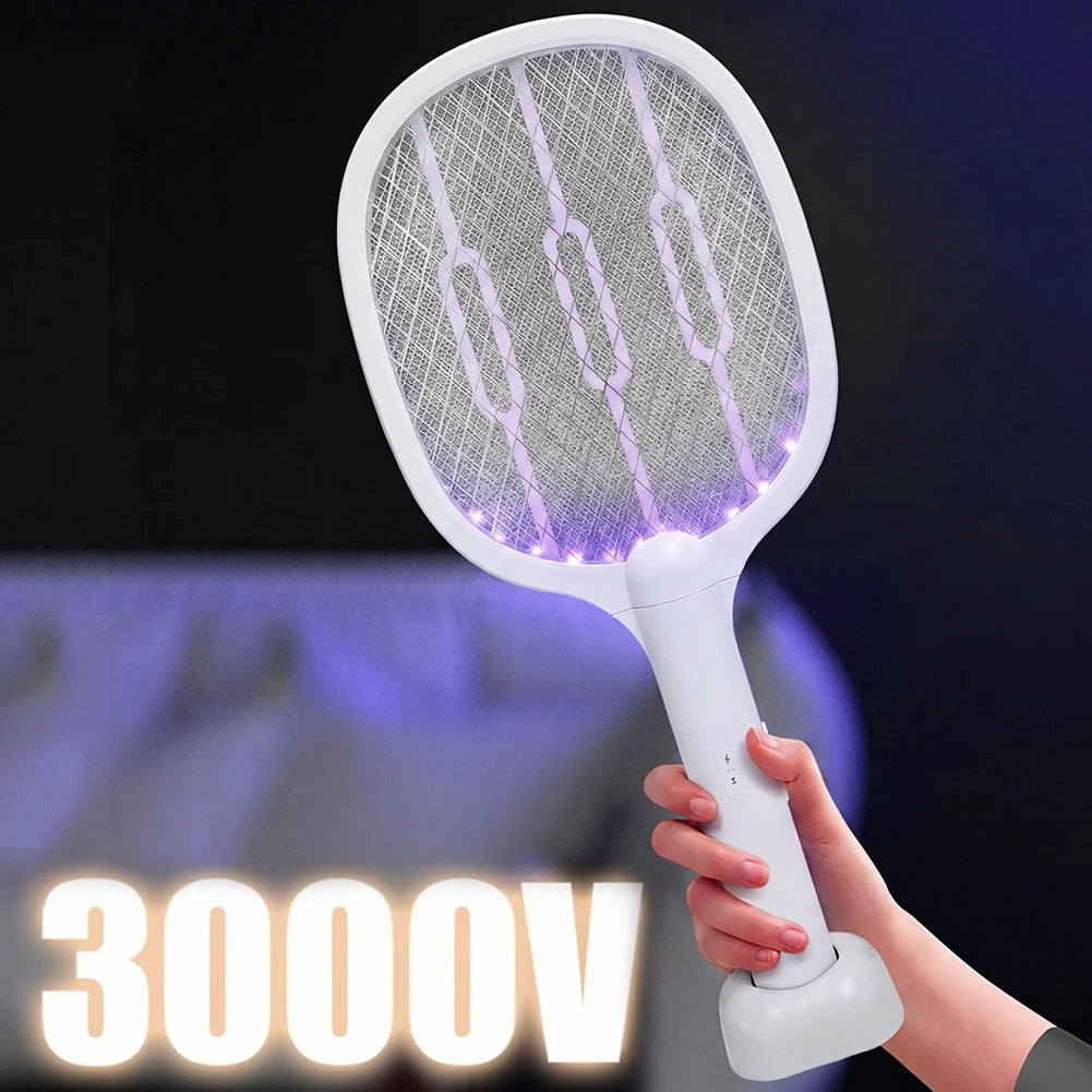 2 In 1 Electric Mosquito Swatter Mosquito Killer Lamp Killer Insect Killer 3000V USB Rechargeable Mosquito Killer Fly Killer