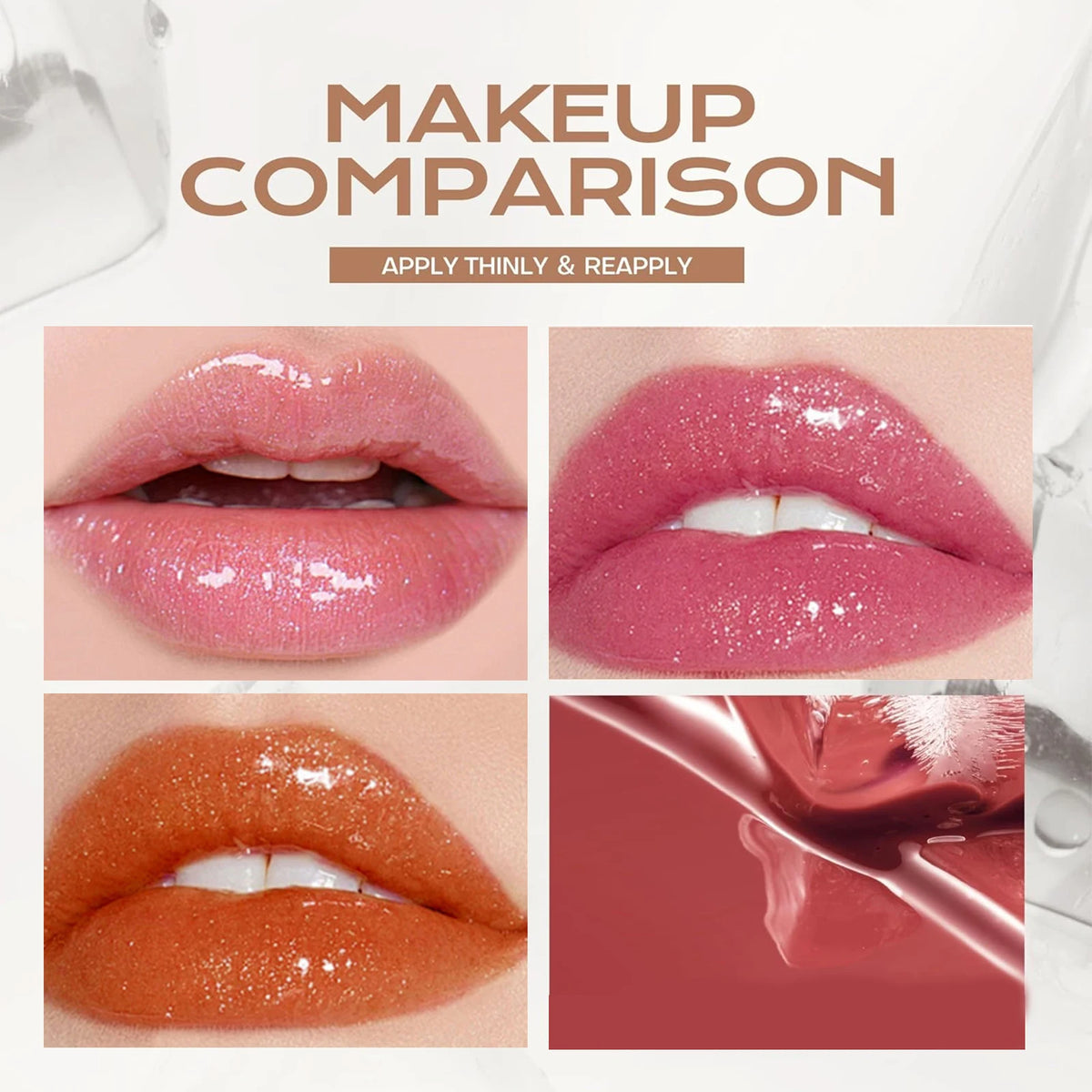 ZaiDoc Muti-Pcs 3D Plumping Shimmer Lip Gloss 6 Colors Moisturizing Glossy Finish Optional Hydrating Lip Oil Glaze Long Lasting Non-Sticky Liquid Lipstick for Girls Daily Makeup Cosmetics