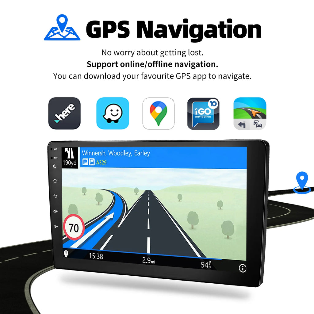 ESSGOO 7"/9"/10“ 2 DIN Android 14 4+64G Car Stereo Carplay Android Auto GPS SAT Navi Bluetooth FM RDS Radio WIFI Touchscreen