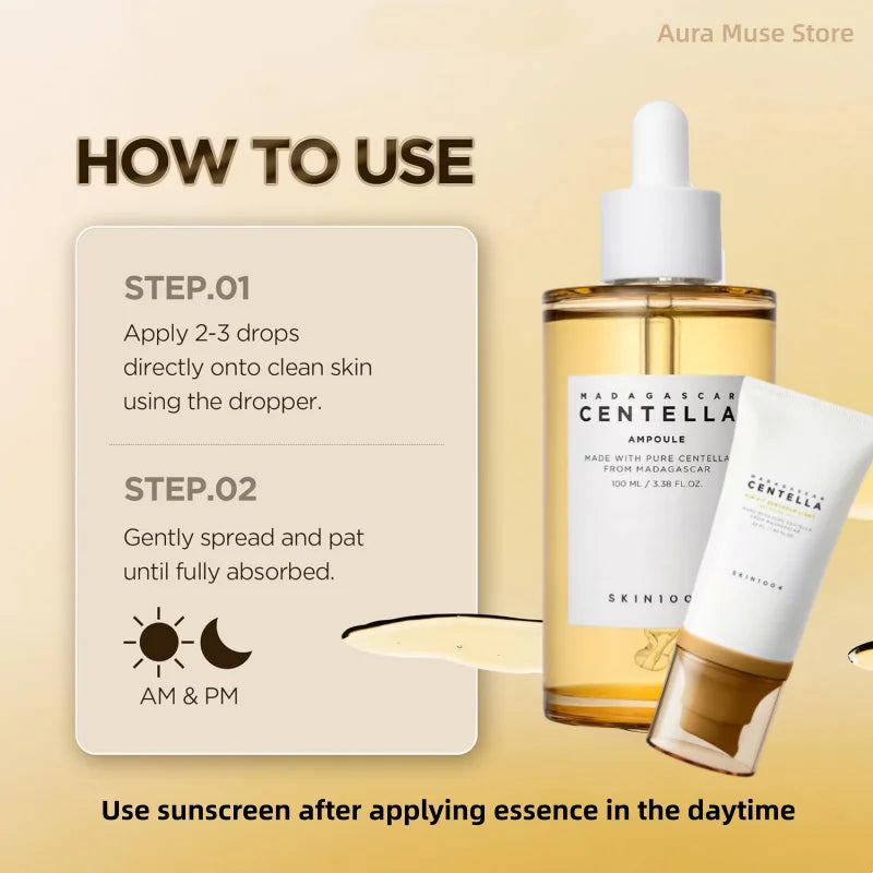 Korean Centella Ampoule Serum,Air-fit Suncreen Light SPF30 PA+++,Daily Suncreen Face Anti-Aging Serum Original Skincare Products