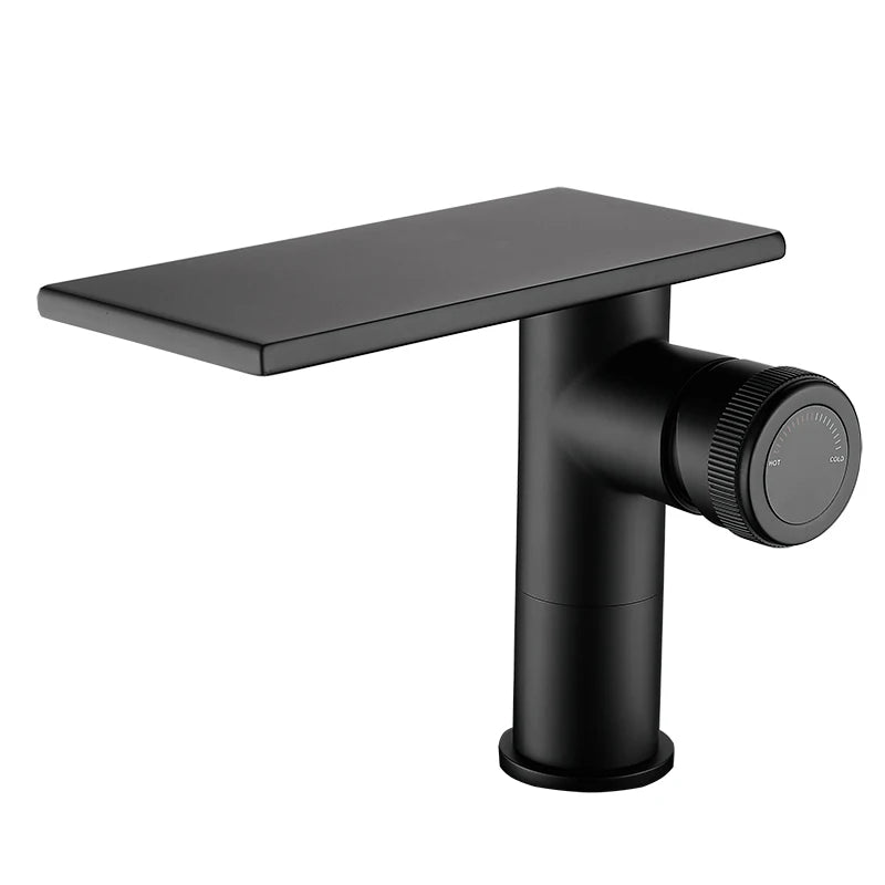 Bathroom Waterfall Basin Sink Faucet Black Faucets Brass Bath Faucet Hot&Cold Water Mixer Vanity Tap Deck Mounted Washbasin Tap