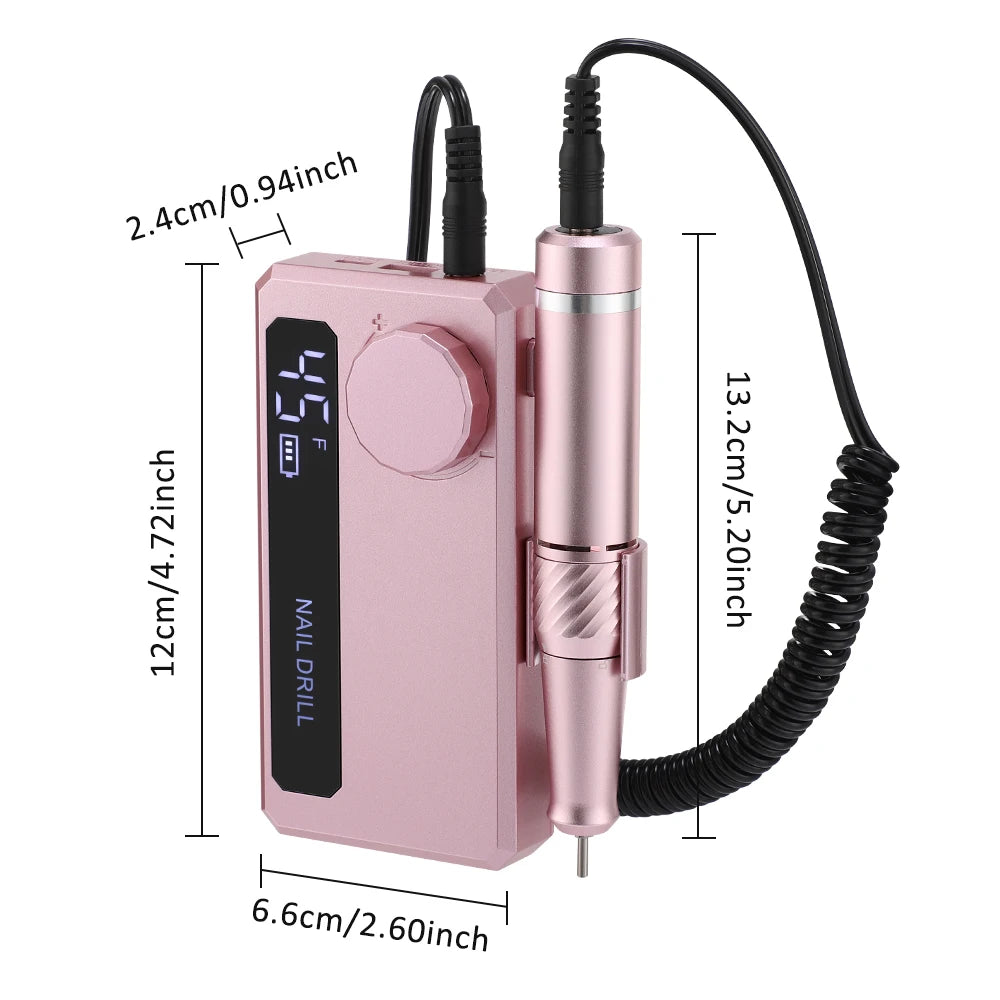 New 45000RPM Professional Electric Nail Drill Machine Low Noise Rechargeable Nail File Nails Accessories Gel Nail Polish Sander