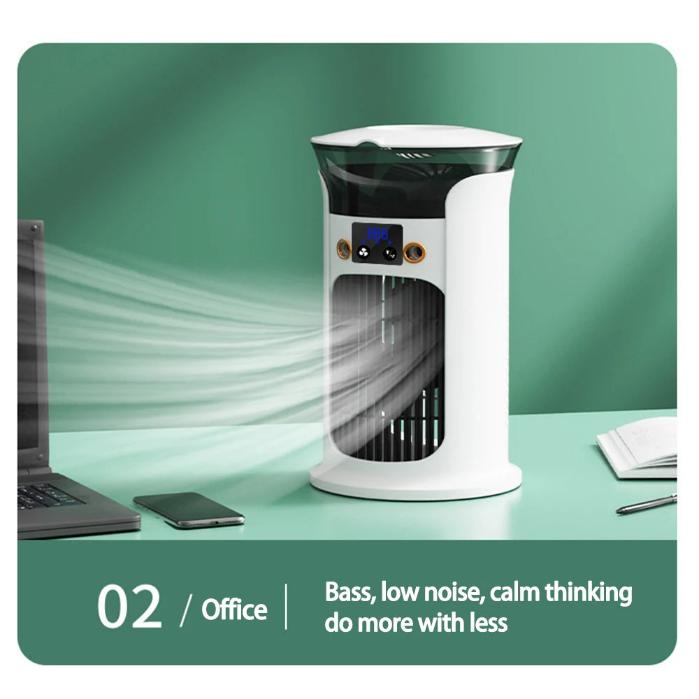 Desktop Mini Air Conditioner Portable USB Air Cooler Fan For Home Room Camping Humidifier Cooling Fans 7 Color Night Lamp 선풍기