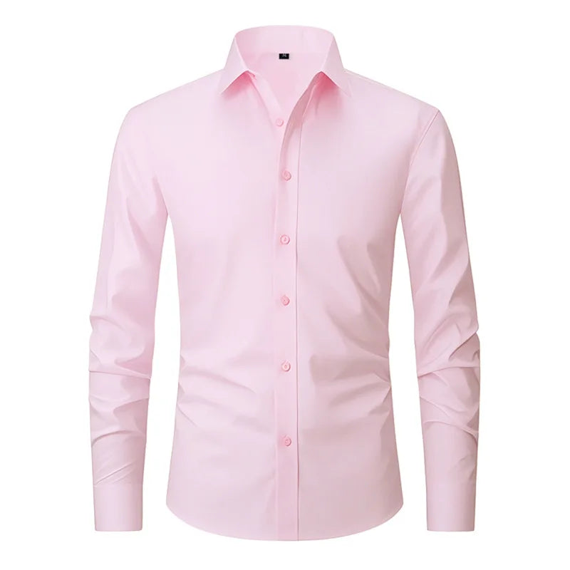 Men's Four-sided Elastic Solid Color Non-iron Shirt Anti-wrinkle Business Shirt