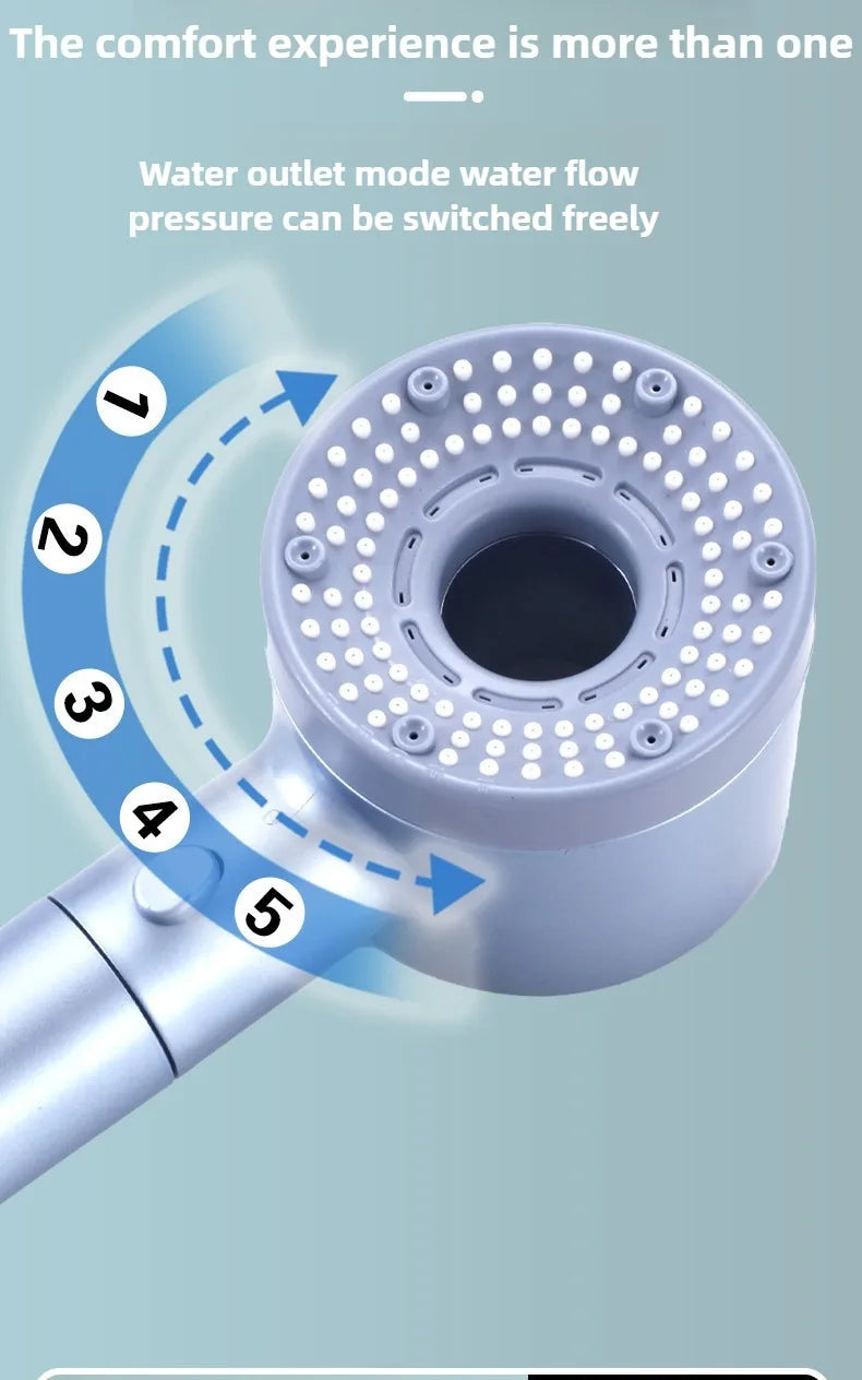 5 Modes Shower Head High Pressure Showerhead Portable Filter Rainfall Faucet Tap Bathroom Bath Home Bathroom Accessories