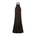 HH Women New Fashion Evening Dress Summer Sleeveless Backless Sequin Embroidered Halter Neck Decoration Female Sexy Long Dress